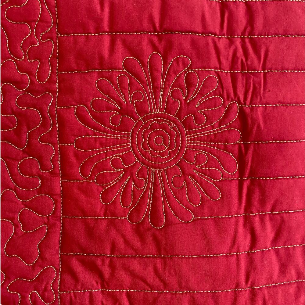 Noble Excellence Villa Luca Red Cotton Gold Metalllic Stitching Shams Pair 2